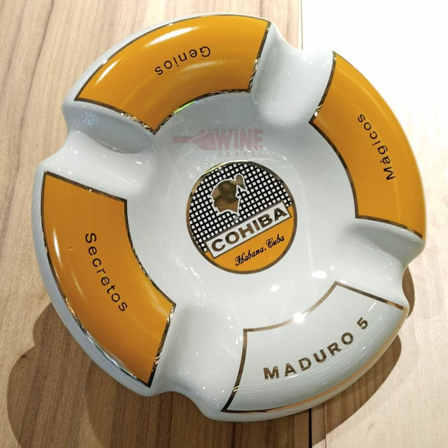 Asbak Rokok Cerutu Cigar Round Cohiba Ceramic Cigar Ashtray 4 Slot - Putih