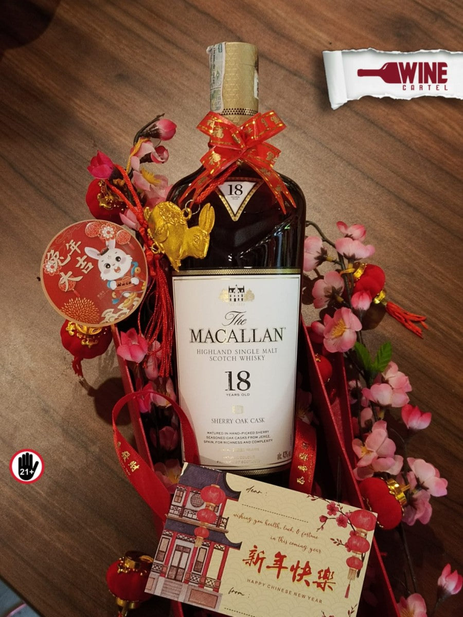 Chinese New Year Imlek Hampers Gift SET WHISKY Macallan 18 Sherry Oak UK