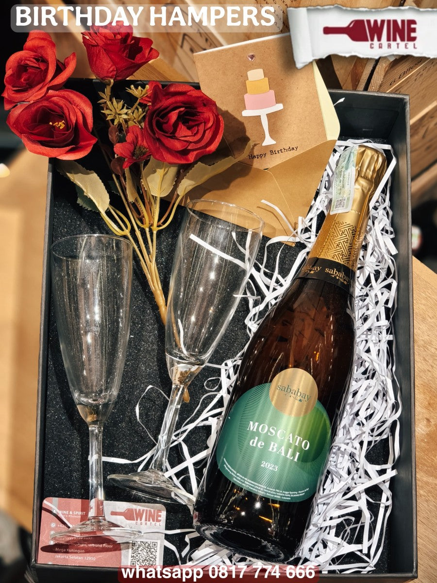 GIFT BIRTHDAY HAMPERS KADO ULANG TAHUN SPARKLING WINE Sababay Moscato de Bali Wine 750mL INDONESIA