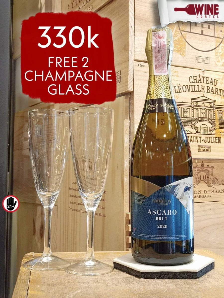 SPARKLING WINE Sababay Sparkling Ascaro 750mL FREE 2 GLASS CHAMPAGNE INDONESIA