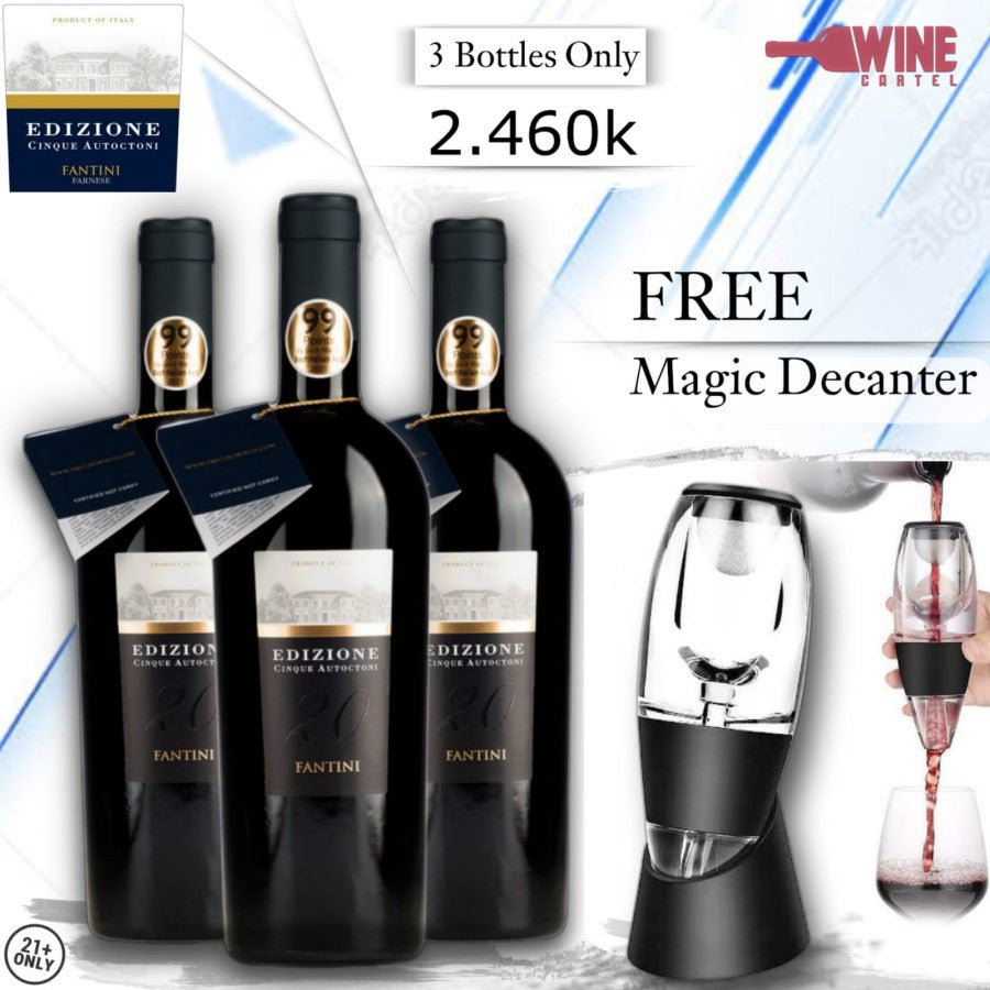 Promo Bundling 3 Botol EDIZIONE Autoctoni Fantini FREE Magic Decanter ITALY
