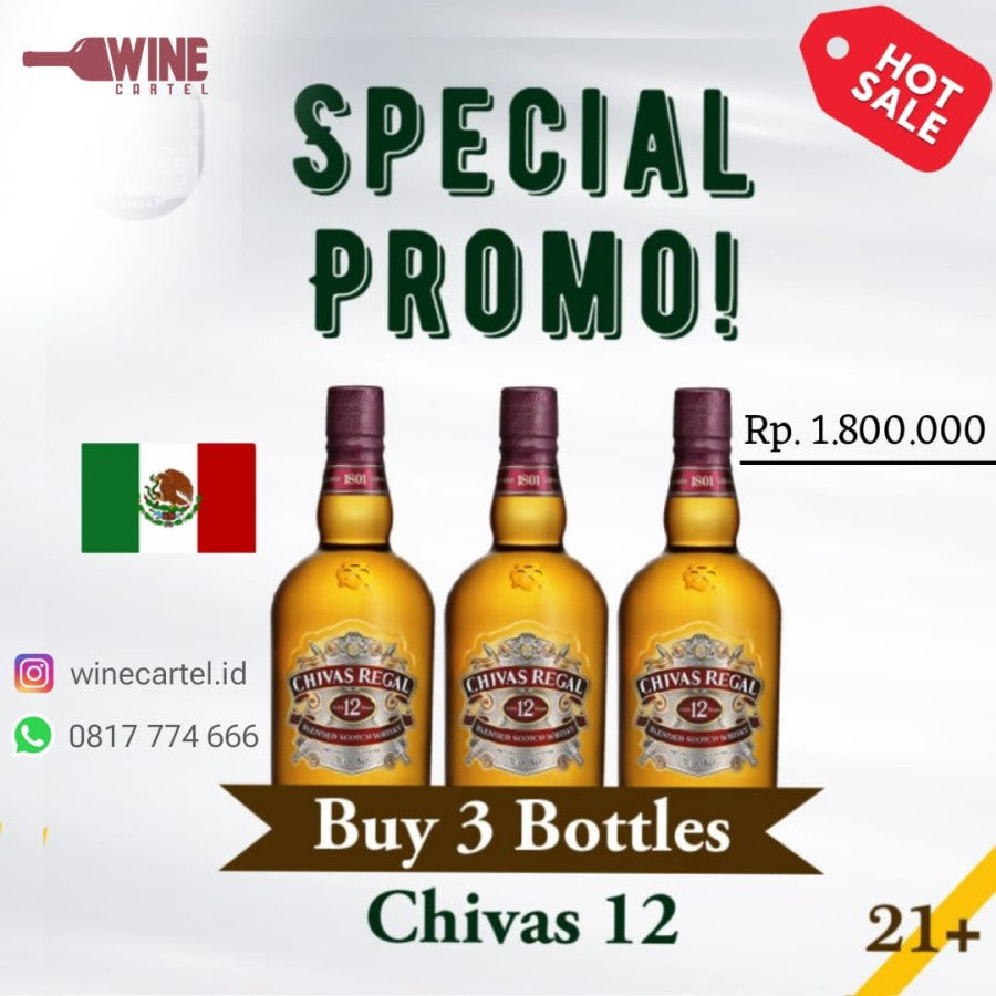 BUNDLING PROMO 3 Bottle WHISKY Chivas Regal 12 Years Old SCOTLAND