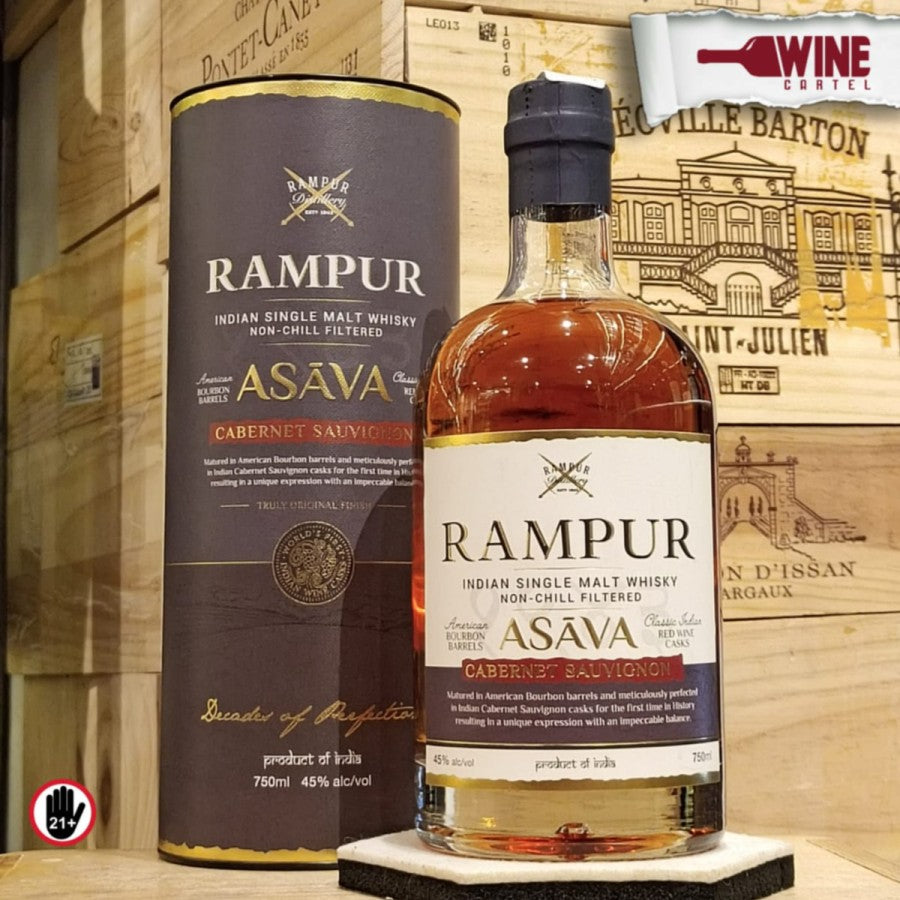 WHISKY Rampur Asava Indian Single Malt Cabernet Sauvignon 750mL INDIA45%Abv