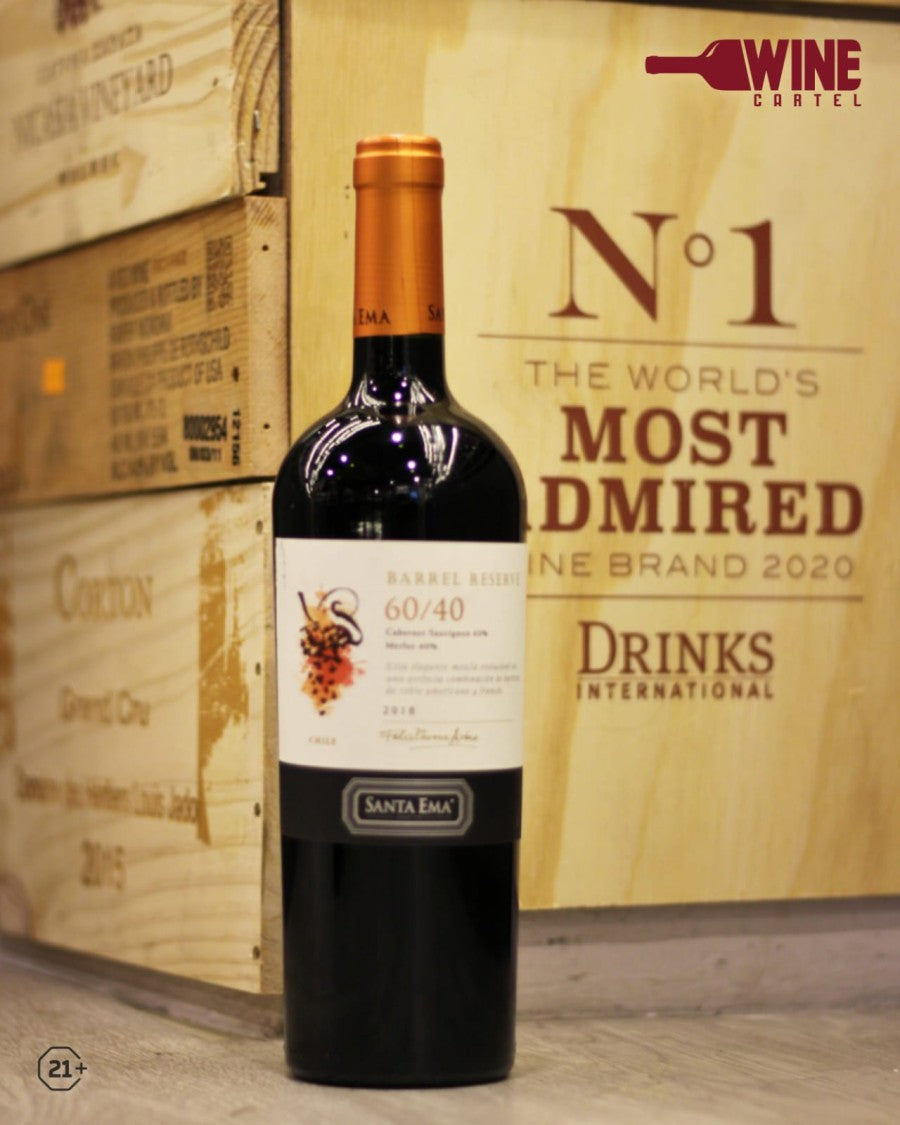 RED Wine Santa Ema Barrel Reserve 60/40 Cabernet Sauvignon - Merlot CHILE