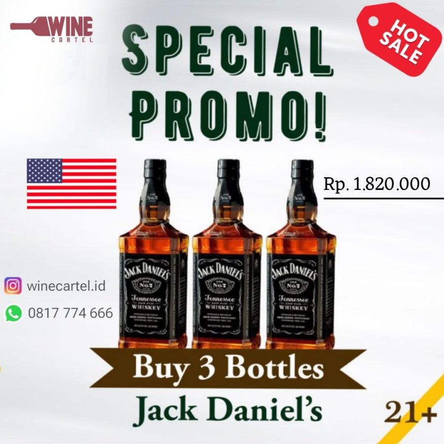 BUNDLING PROMO 3 Bottle WHISKY Jack Daniels Tennessee Whiskey USA
