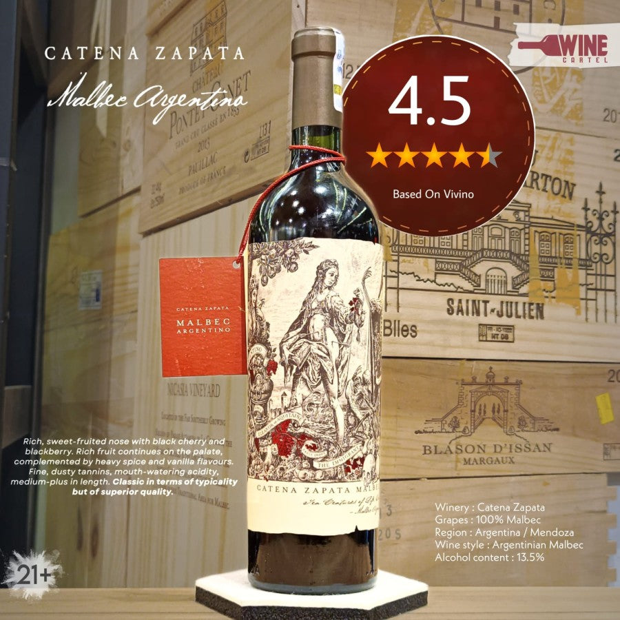 RED WINE CATENA Zapata Argentino Malbec Mendoza 750mL ARGENTINA