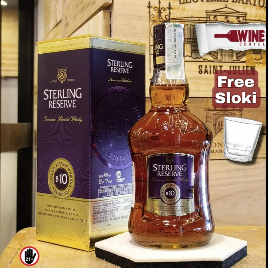 WHISKY Sterling Reserve B10 Premium Blended Whisky 375mL FREE SLOKI INDIA