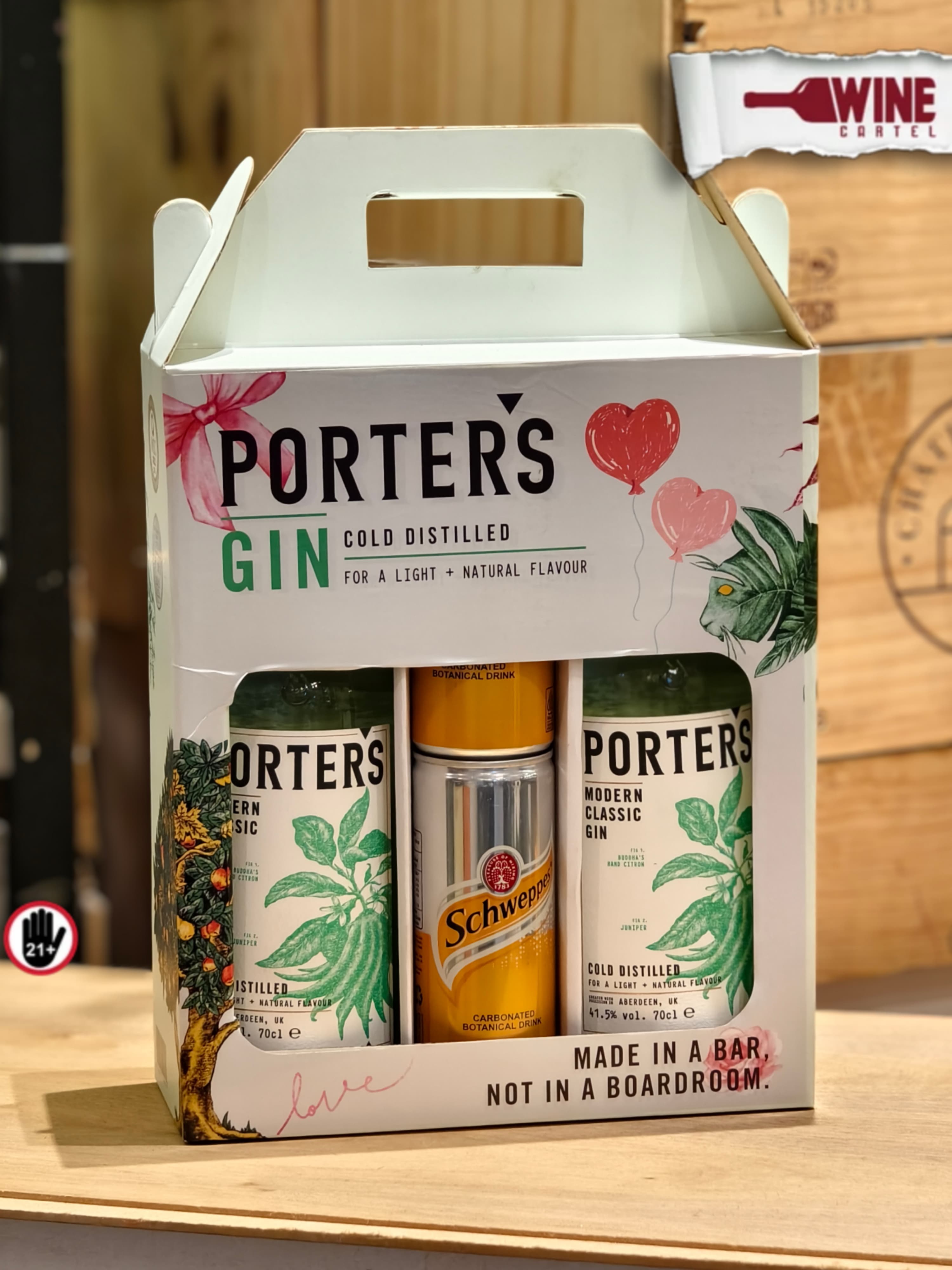 Bundling PORTERS GIN Set 2 Bottle + 2 Tonic / Porter's Modern Classic Gin SET BOX LIMITED
