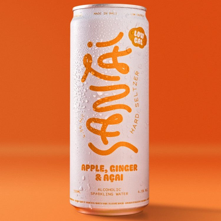 Santai Apple Ginger & Acai 330ml HArd Seltzer Beer Kaleng INDONESIA