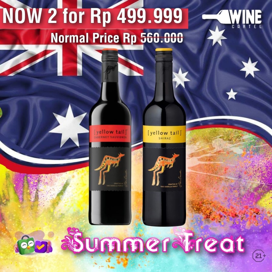 SUMMER TREAT Red Wine "Yellow Tail Cabernet Sauvignon-Shiraz 2FOR 499K AUSTRALIA