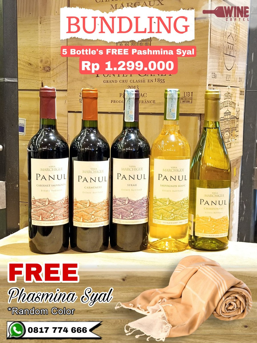 PROMO BUNDLING Vina Panul Red White WINE 5 Botol FREE PASHMINA SYAL CHILE