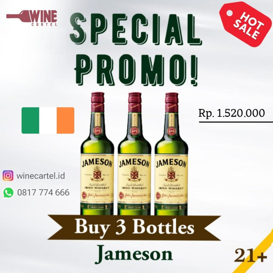 BUNDLING PROMO 3 Bottle JAMESON Irish Whiskey 700 mL CHILE
