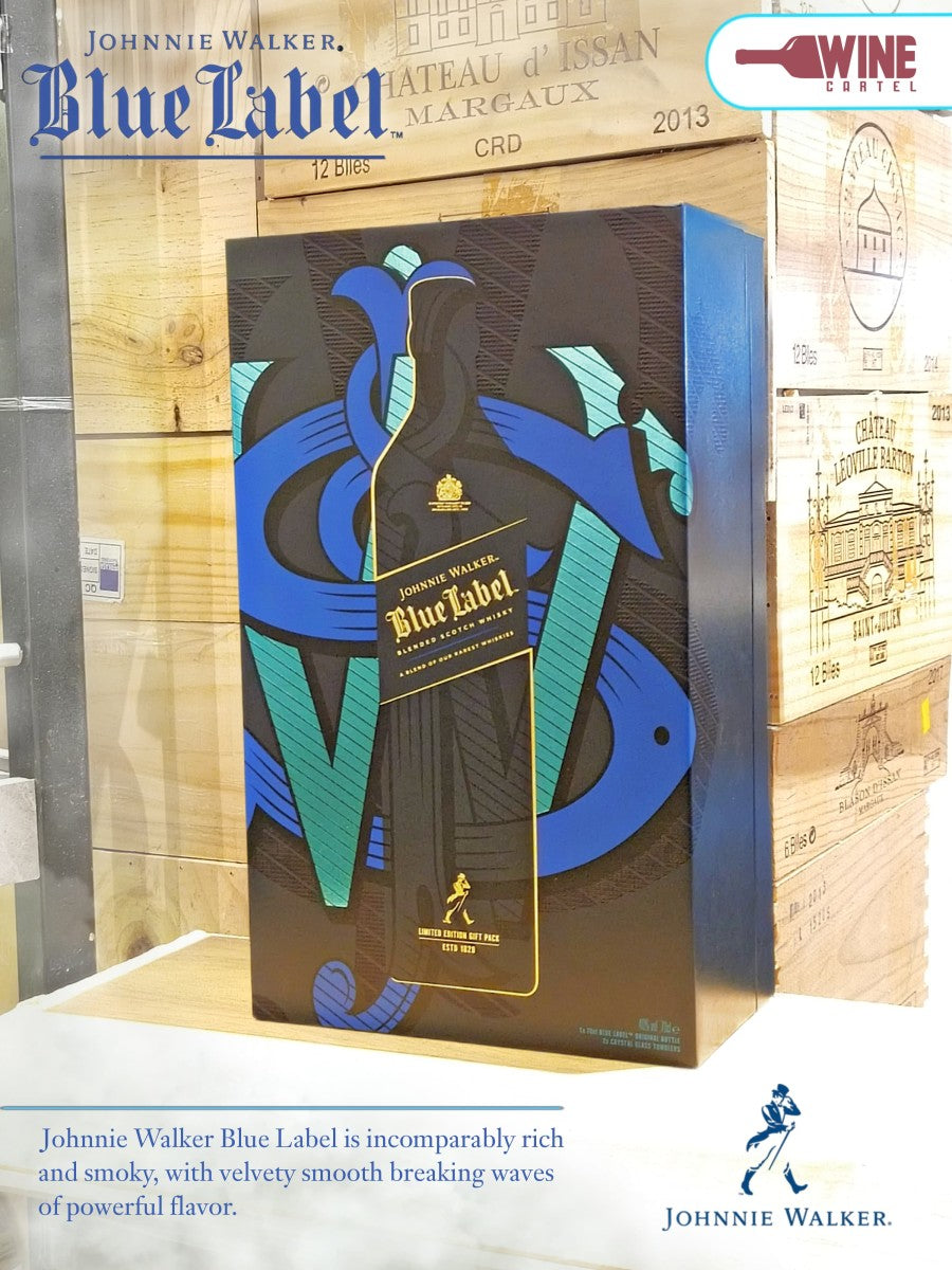 BUNDLING Johnnie Walker Blue Label 700Ml + Free Crystal Glass Box SET SCOTLAND