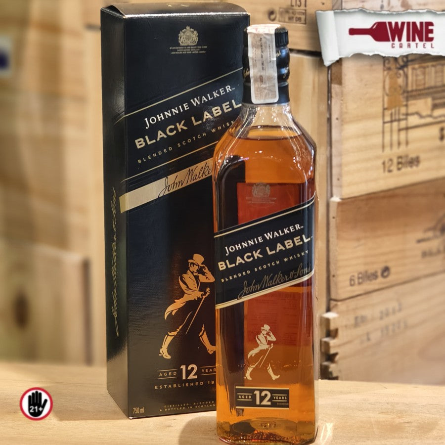 WHISKY Black Label Johnnie Walker JW BL Aged 12 Years Y.O Blended Scotch Whiskey 750mL SCOTLAND