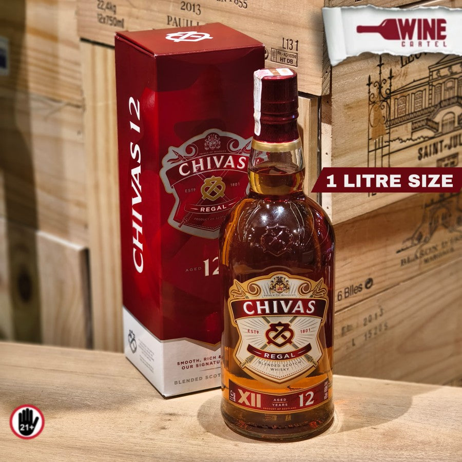 WHISKY Chivas Regal 12 Years Old 1000ml Blended Scotch Whiskey 1 LITER SIZE 1 LITRE BOTTLE SCOTLAND