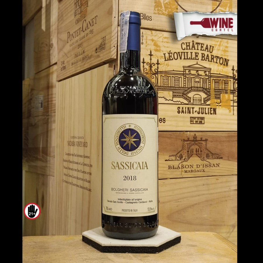 RED WINE Sassicaia - Red Blend - 2018 - 750ml ITALY