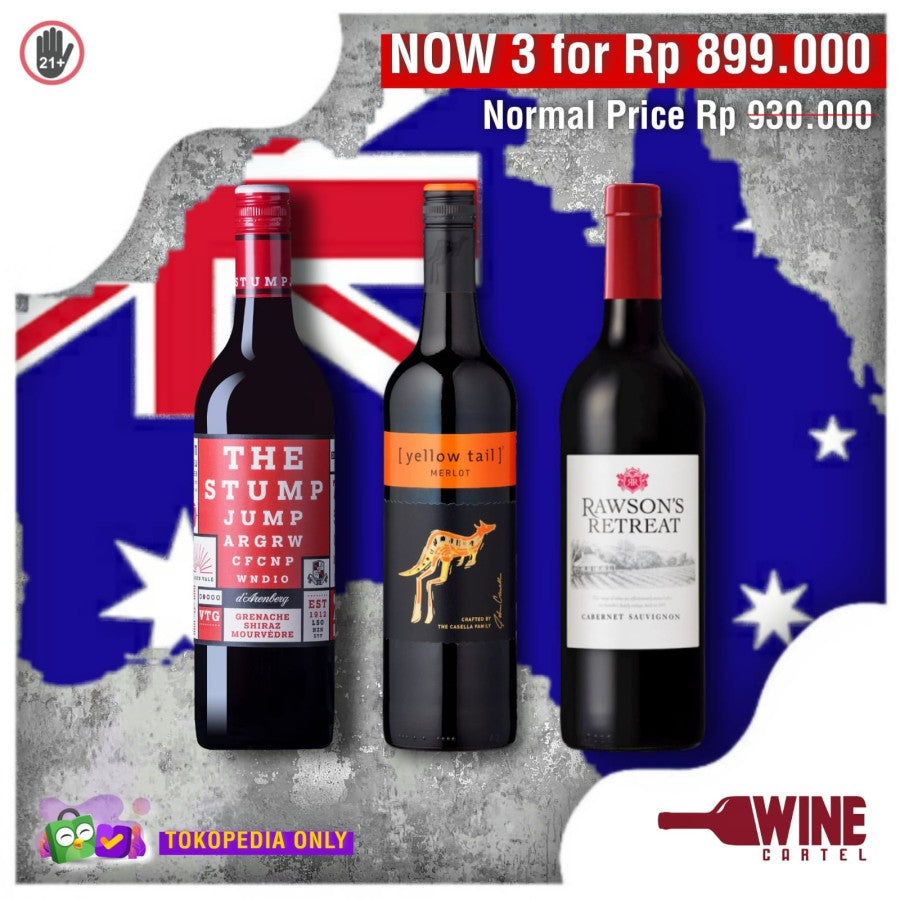 PROMO BUNDLING 3 FOR 899K "The Stump - Yellow Tail - Rawson's Retreat" AUSTRALIA