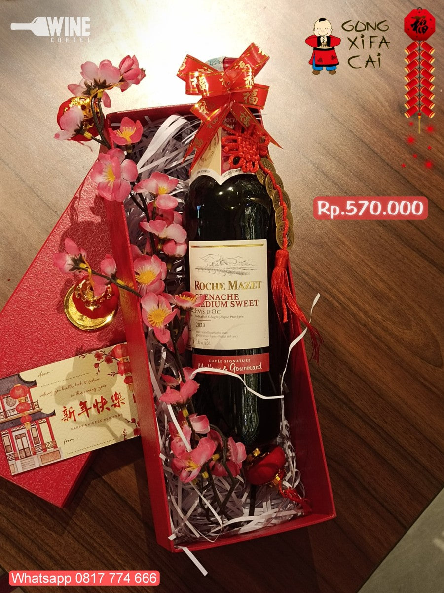 HAMPERS IMLEK CNY Kado RED WINE Roche Mazet - Grenache Medium Sweet FRANCE