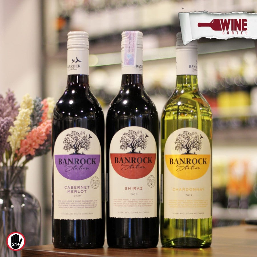 RED Wine Banrock Station Cabernet Merlot / Shiraz / Chardonnay WHITE AUSTRALIA