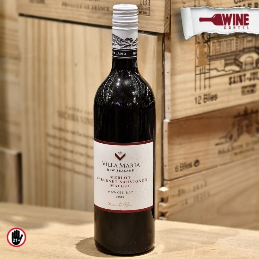 RED WINE Villa Maria Private Bin Cab Sauv Merlot Cabernet Sauvignon Malbec Hawkes Bay 750mL NEW ZEALAND