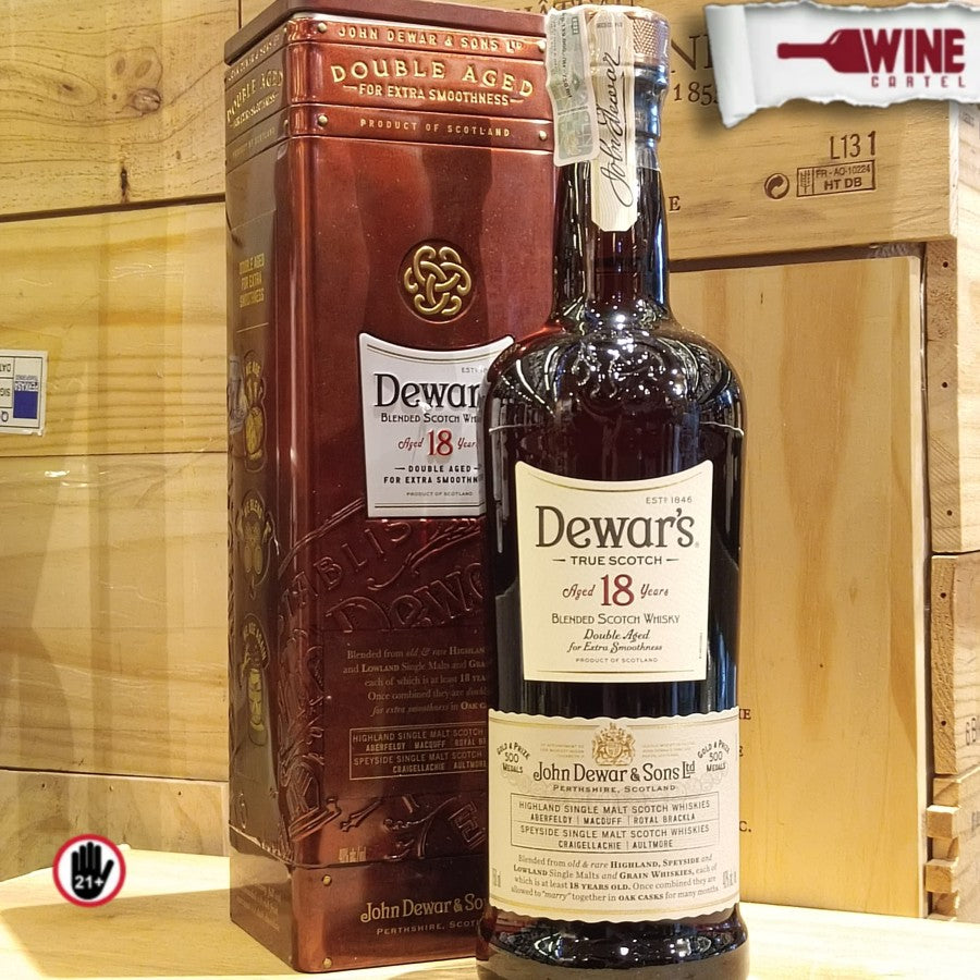 WHISKY Dewars 18 YO Blended Scotch Whisky Double Aged True Scotch750mL