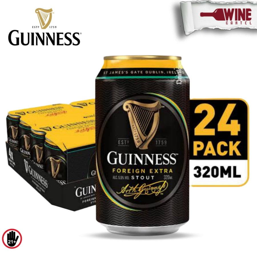 Bir Hitam Pint Beer Guinness Foreign Extra Stout 320ml Can x24 CANS INDONESIA