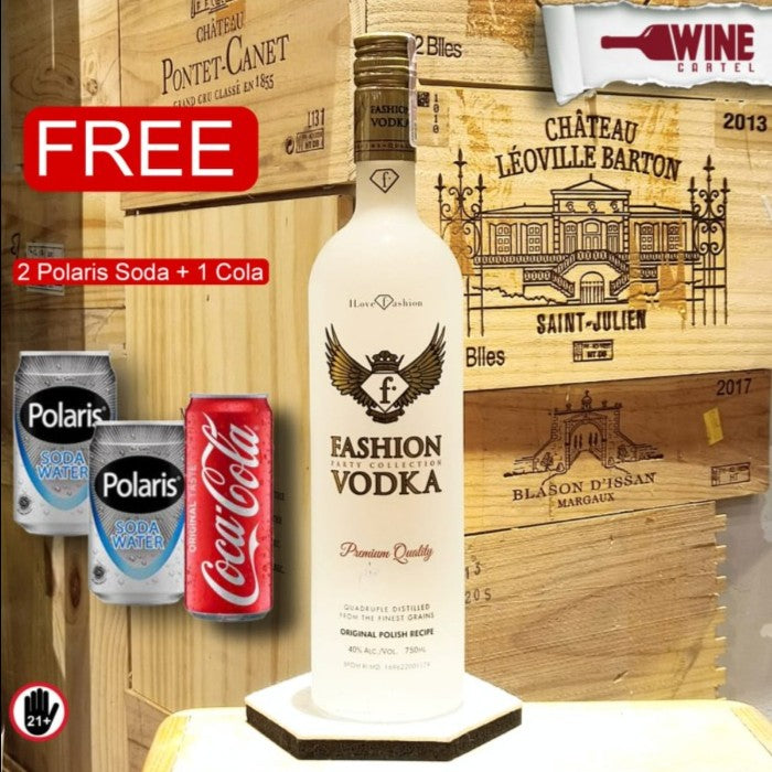 Fashion Vodka Party Collection Premium 750ml FREE 2 SODA WATER+1 COLA INDONESIA