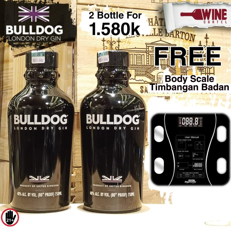 Promo 2 Botol BULLDOG London Dry Gin Spirits Gratis Timbangan Badan