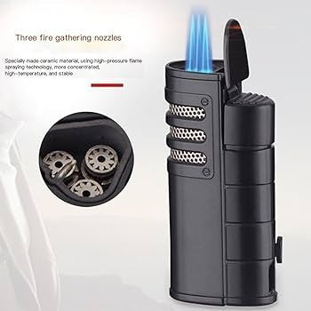 LIGHTER KOREK CIGARS CERUTU KOREK API FLAME BUTANE TORCH METAL GREY CIGAR LIGHTERS JET BLUE FLAME