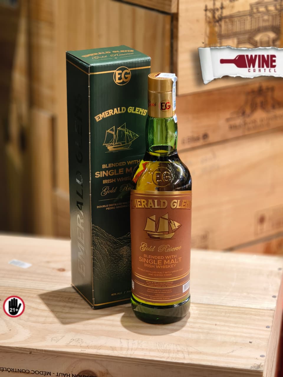 WHISKY EMERALD GLENS Gold Reserve Blended With Singlemalt Irish Whiskey 700mL