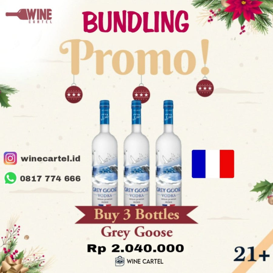 BUNDLING PROMO 3 Bottle VODKA Grey Goose 750ml ITALY