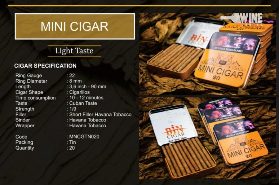 Indonesia Cerutu Cigar BIN Mini Cigar Isi 20 pack Cuban Premium Taste