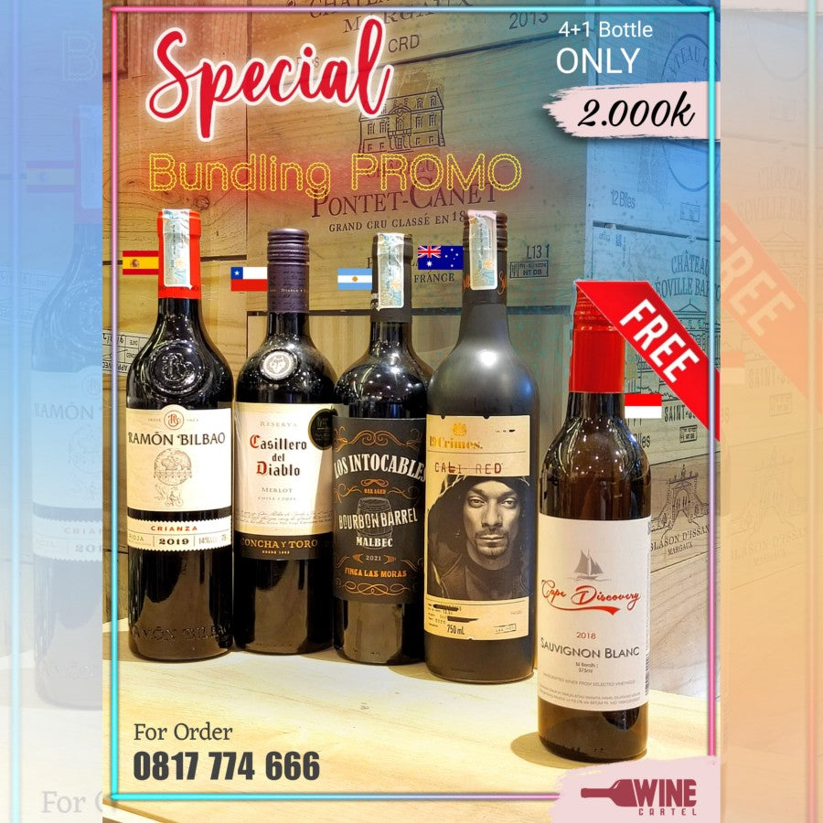 Bundling Buy 4 FREE 1 Botol Promo 5 BOTTLE Bundling 4+1 RED WINE