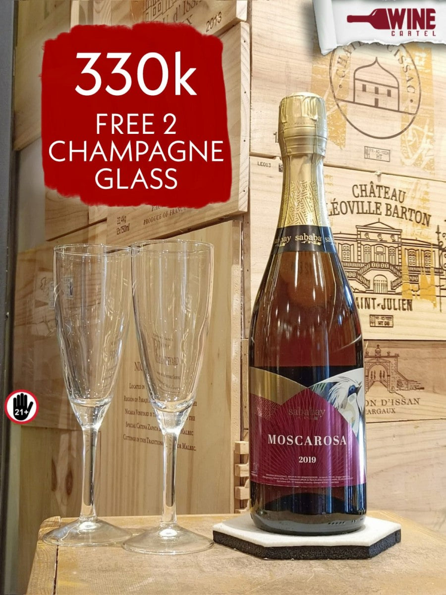 Sababay Moscarosa Sweet Sparkling Rose 750ml FREE 2 CHAMPAGNE GLASS INDONESIA