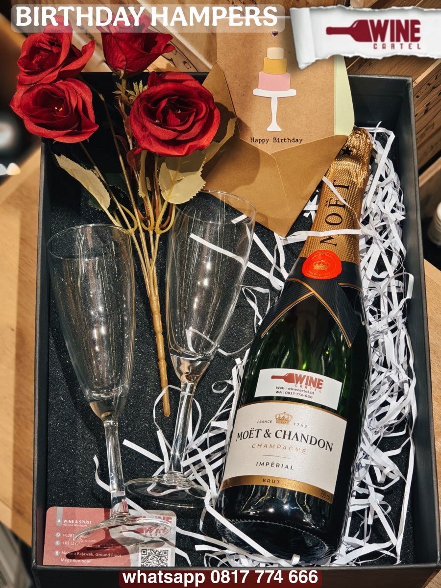 BIRTHDAY HAMPERS CHAMPAGNE Moet & Chandon Imperial Brut 750ml ULANG TAHUN BOX SET GIFT KADO HADIAH ULTAH FRANCE