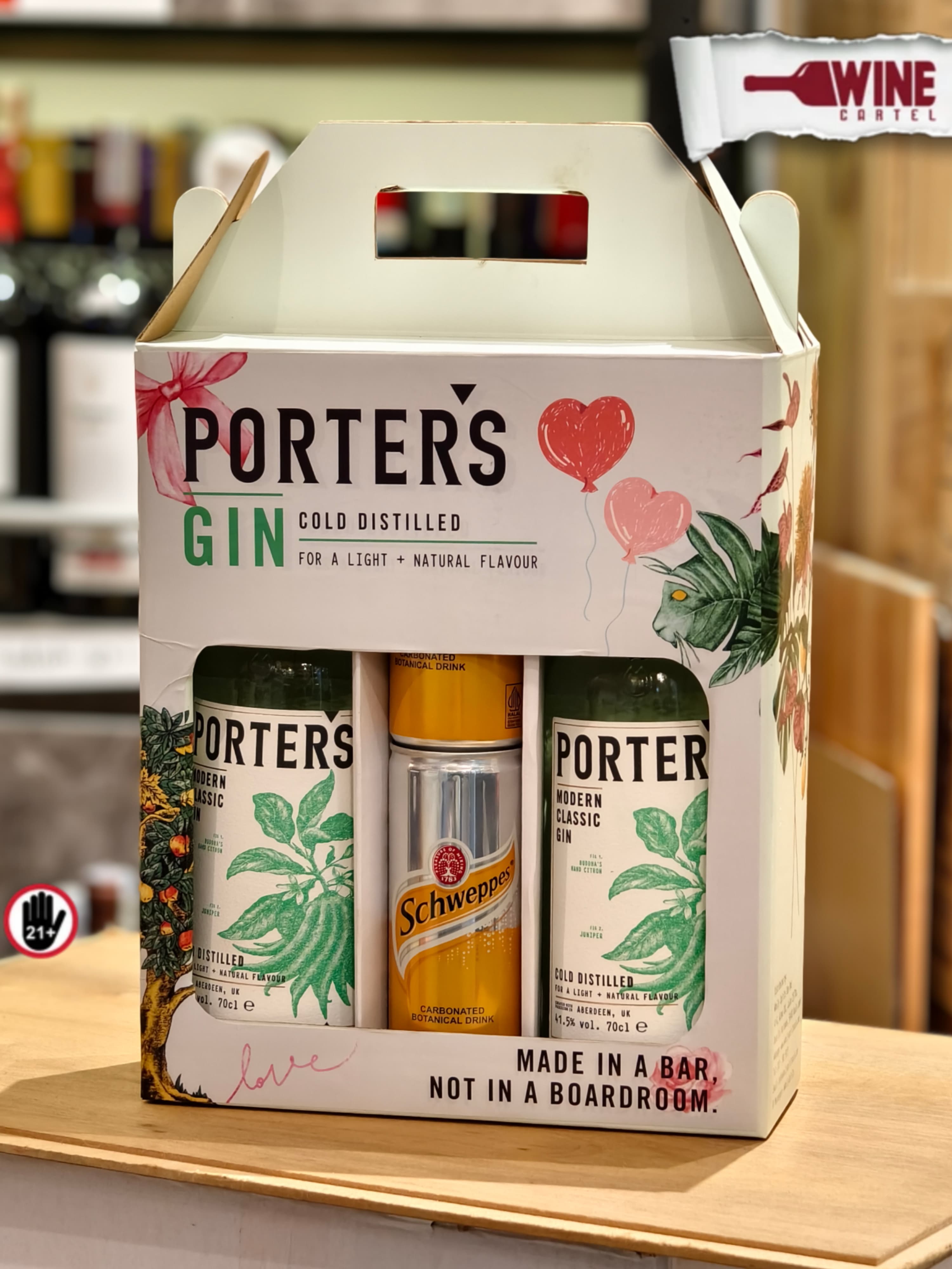 Bundling PORTERS GIN Set 2 Bottle + 2 Tonic / Porter's Modern Classic Gin SET BOX LIMITED
