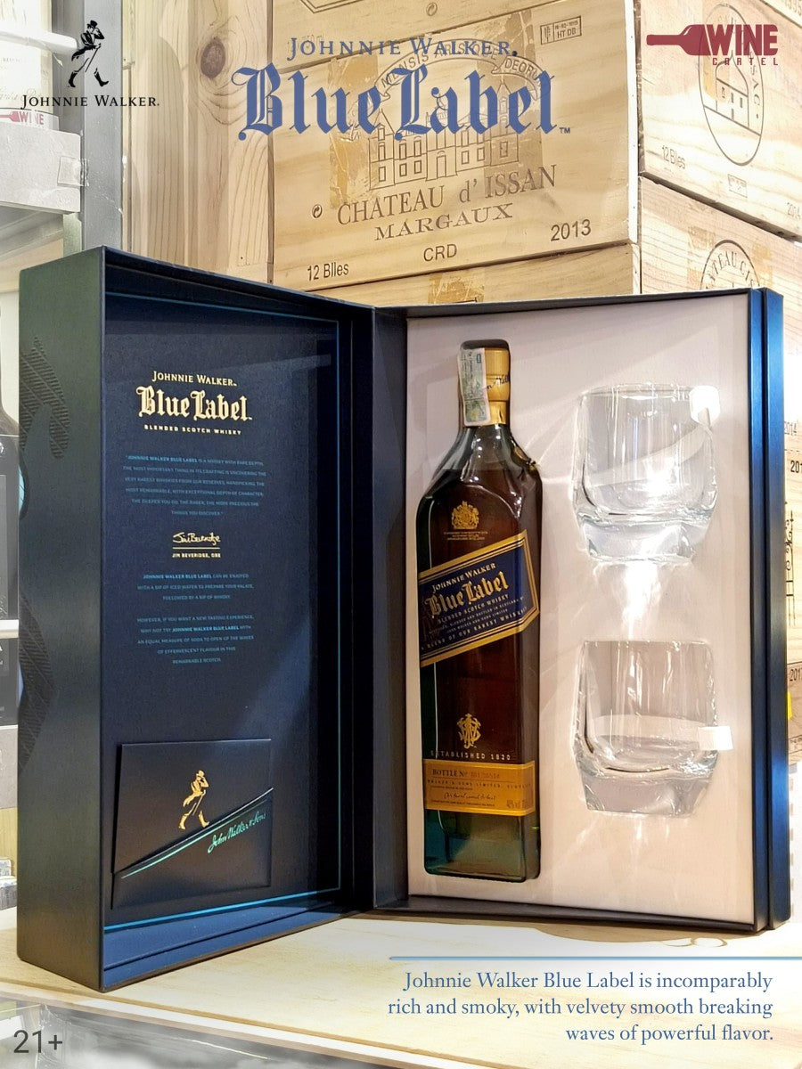 BUNDLING Johnnie Walker Blue Label 700Ml + Free Crystal Glass Box SET SCOTLAND