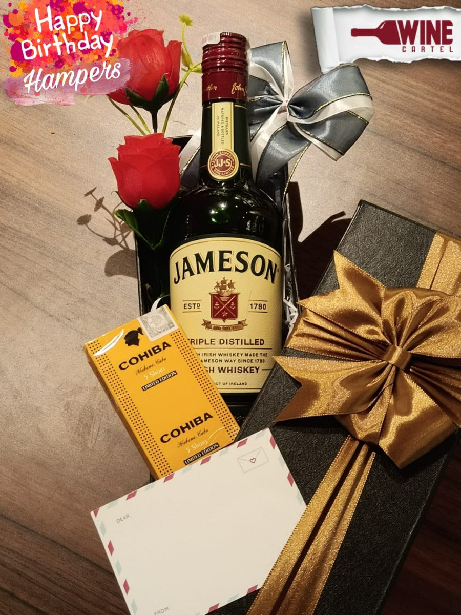 BIRTHDAY HAMPERS Cohiba 5 & JAMESON Irish Whiskey 700 mL GIFT HAMPER IRELAND