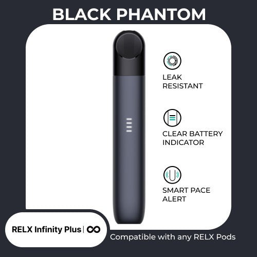 RELX Infinity Plus Device - Black Phantom Mini Pod Vape Pods