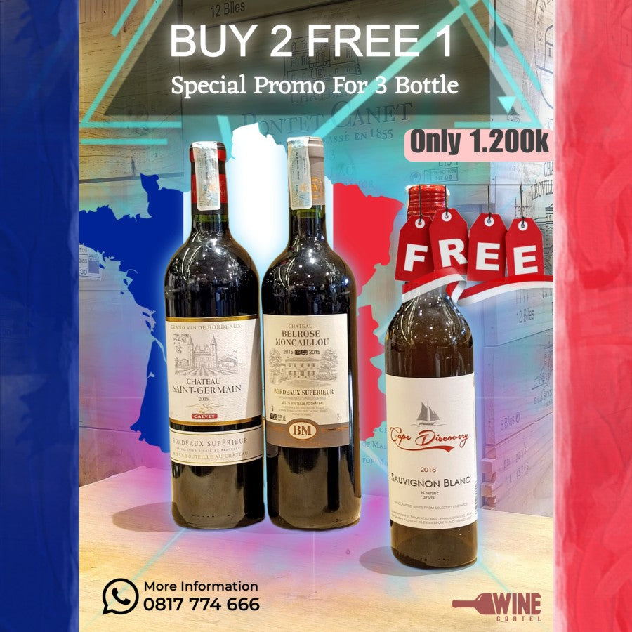 BUNDLING 2 Botol FREE 1 Chateau BORDEAUX France Red Wine Total 3 Botol FRANCE