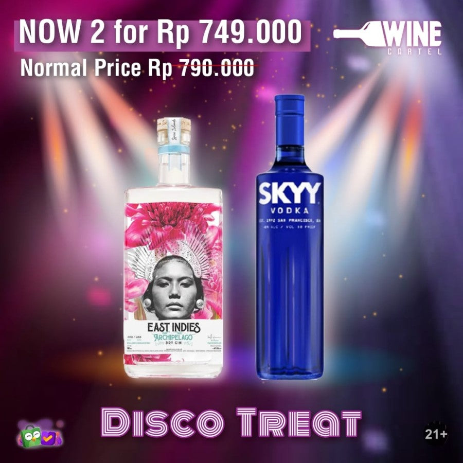 Promo Bundling Disco Treat 2 FOR 749K East Indies Gin & Skyy Vodka INDONESIA