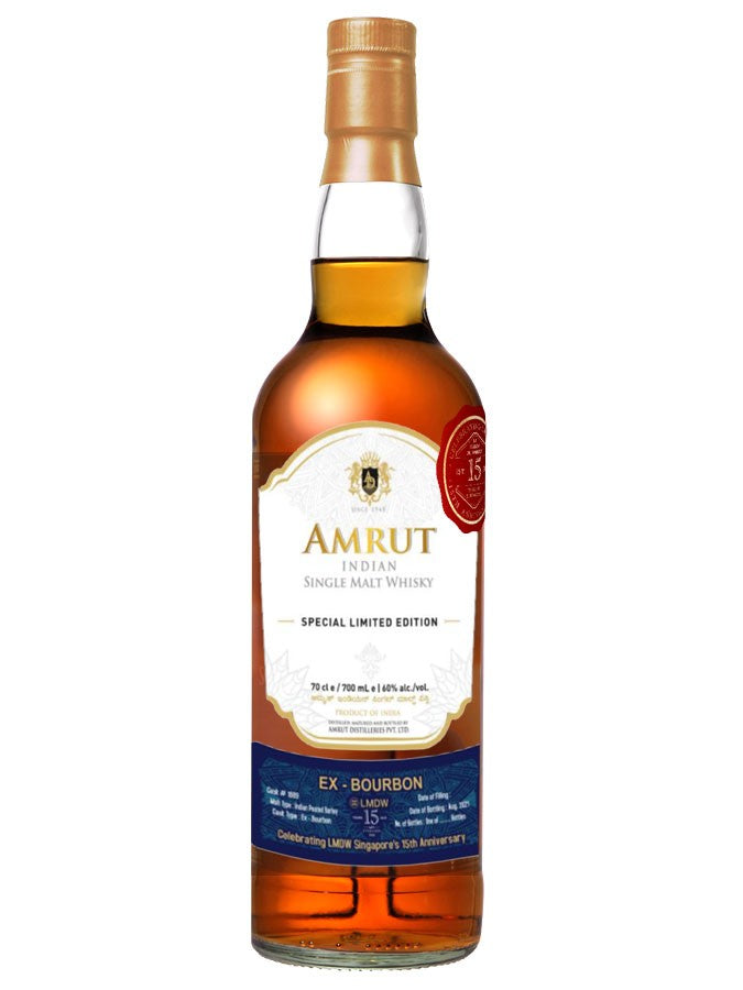 INDIAN WHISKY AMRUT EX-BOURBON LMDW SG 15TH ANNIVERSARY 700mL INDIA
