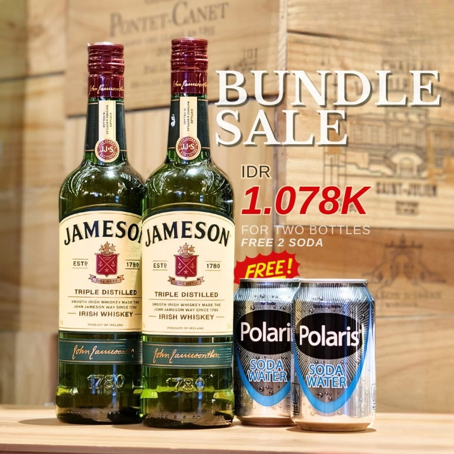 BUNDLING 2 BOTTLES WHISKY JAMESON Irish Whiskey TWIN BOTTLE PROMO FREE 2 POLARIS SODA