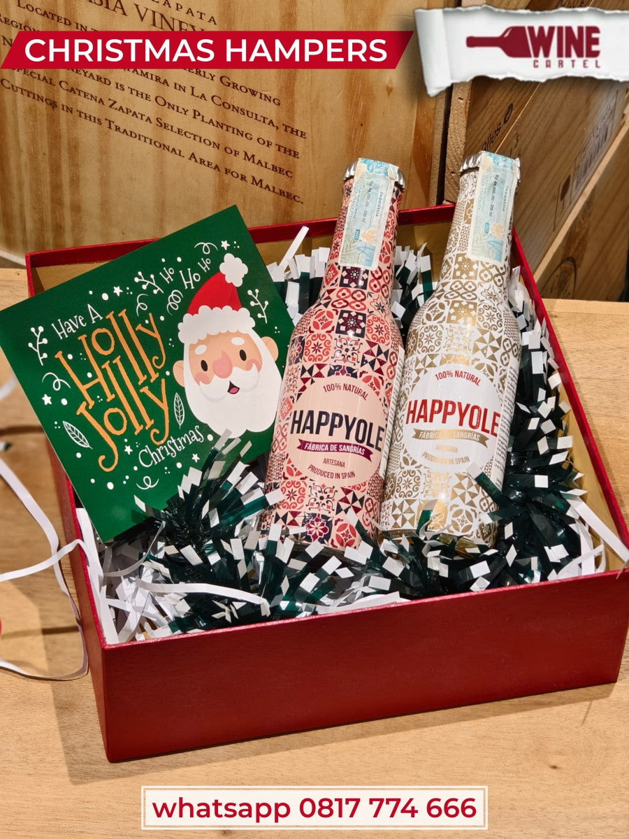 CHRISTMAS SET GIFT HAMPERS 2 BOTOL Happyole Sangria Red White Wine 200ML NATAL XMAS SET SPAIN