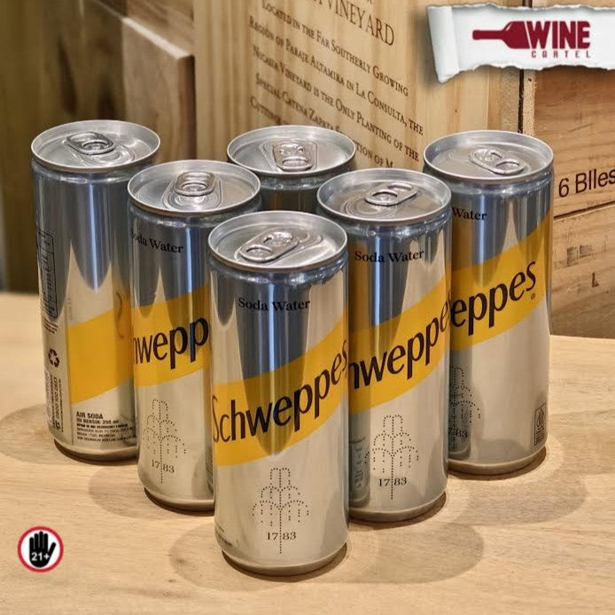 Schweppes Soda Water 250mL Can Kaleng x6