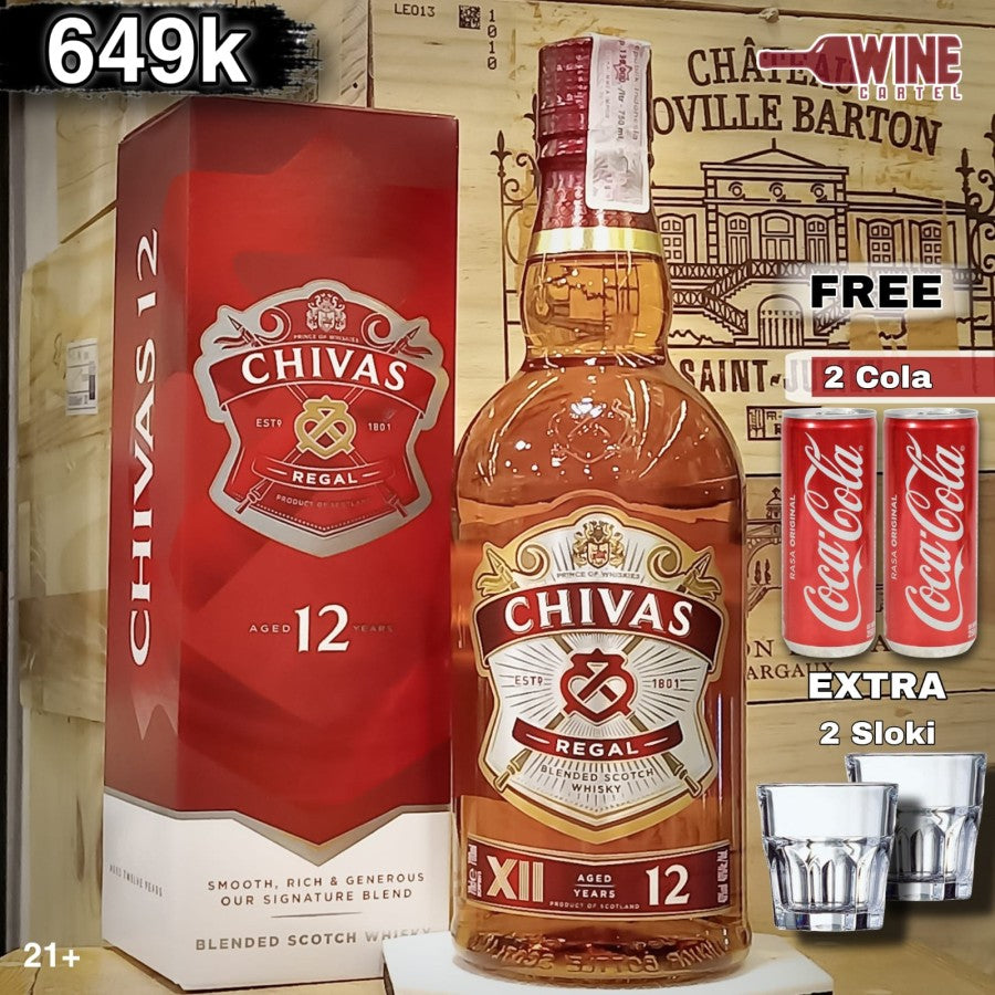 WHISKY Chivas Regal 12 YO 700ml Scotch Whiskey FREE 2 SLOKI & 2 Cola !