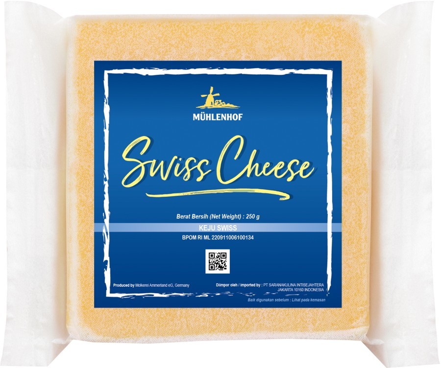 Emmental Swiss Cheese Keju Emmental Muhlenhof Cheese 250gr GERMANY