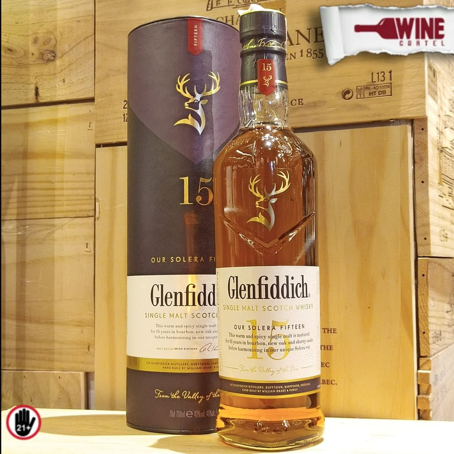 WHISKY Glenfiddich 15 Years Old Single Malt Whisky 700mL SCOTLAND