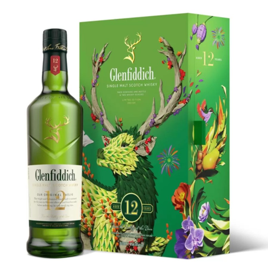 WHISKY Glenfiddich 12 years old 700ml CNY Giftbox SET SCOTLAND