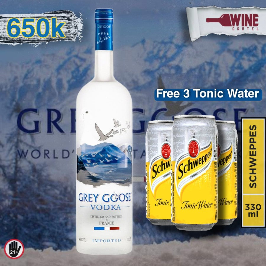 VODKA Grey Goose Vodka Original 750mL FREE 3 SCHWEPPES TONIC WATER FRANCE